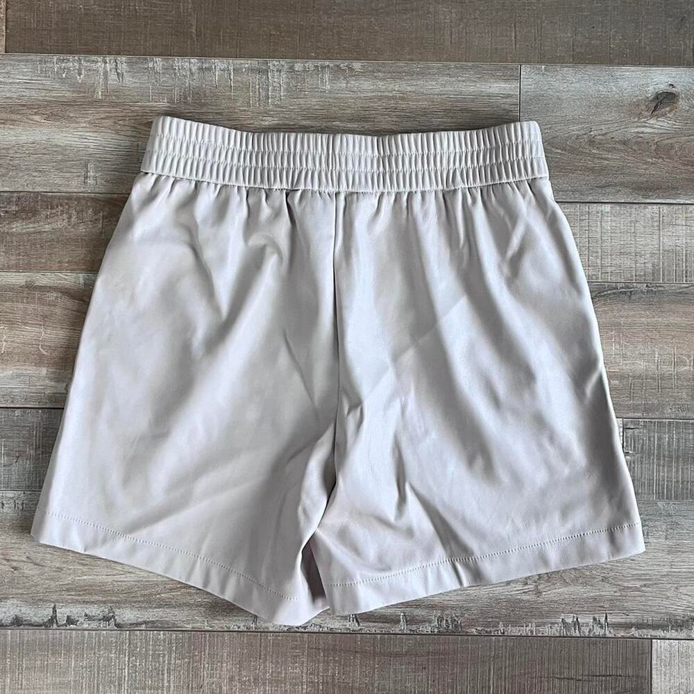 Karl Lagerfield Faux Leather Biege Shorts - Picture 6 of 8
